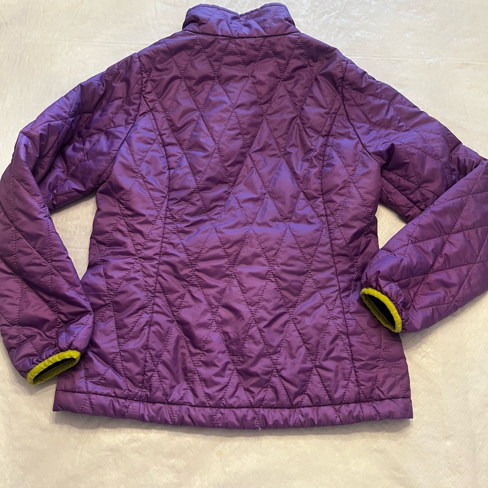 Patagonia Purple Girls' Puffer Jacket with Yellow Trim - Picture 2 of 3